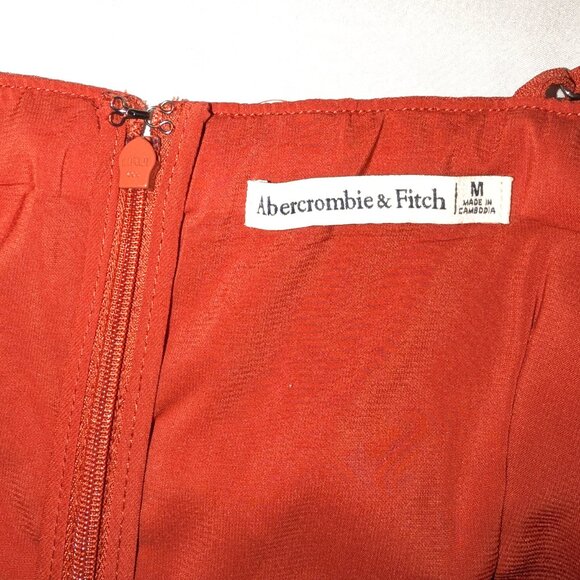 Abercrombie & Fitch | Silm Cutout Midi Dress Rust Orange Red	| Size Medium - Picture 2 of 12